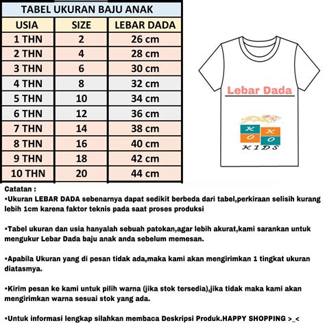 Kategori Ukuran Baju Anak di Indonesia